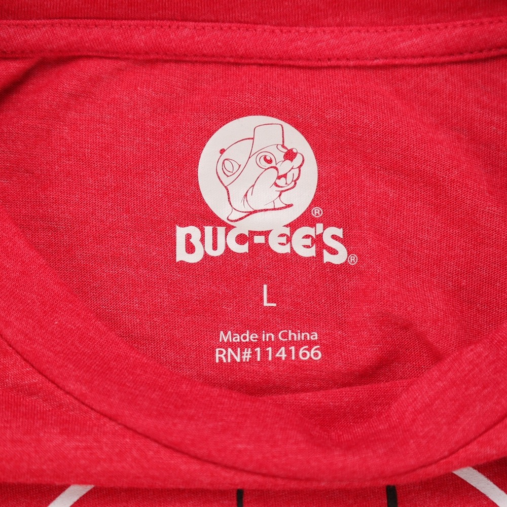 Buc-ee's Mens Red Long Sleeve Graphic Jersey T-Shirt Size Large Beaver Logo - Picture 4 of 5